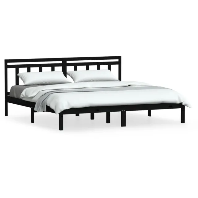 Cadre de lit sans matelas noir bois massif 200x200 cm
