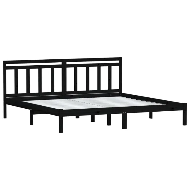 Cadre de lit sans matelas noir bois massif 200x200 cm