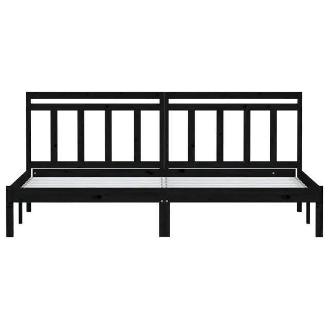 Cadre de lit sans matelas noir bois massif 200x200 cm