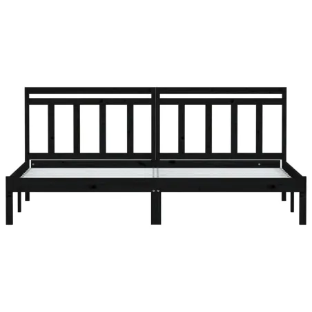 Cadre de lit sans matelas noir bois massif 200x200 cm