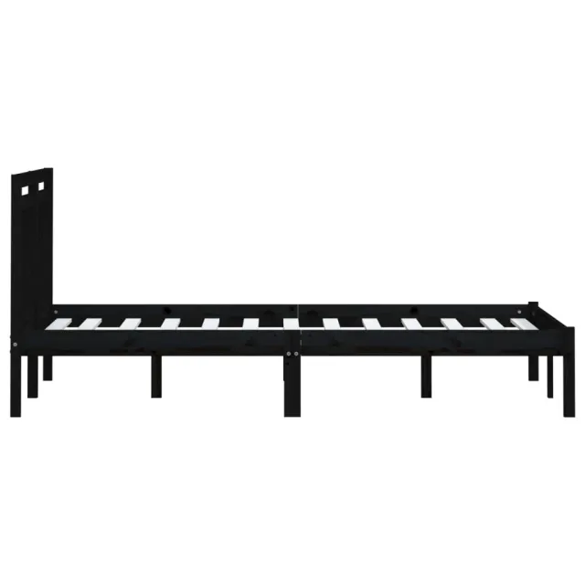 Cadre de lit sans matelas noir bois massif 200x200 cm