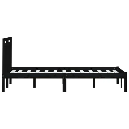 Cadre de lit sans matelas noir bois massif 200x200 cm