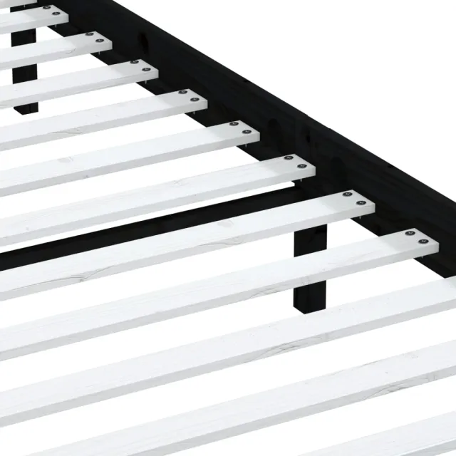 Cadre de lit sans matelas noir bois massif 200x200 cm