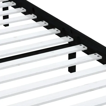 Cadre de lit sans matelas noir bois massif 200x200 cm