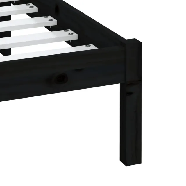 Cadre de lit sans matelas noir bois massif 200x200 cm