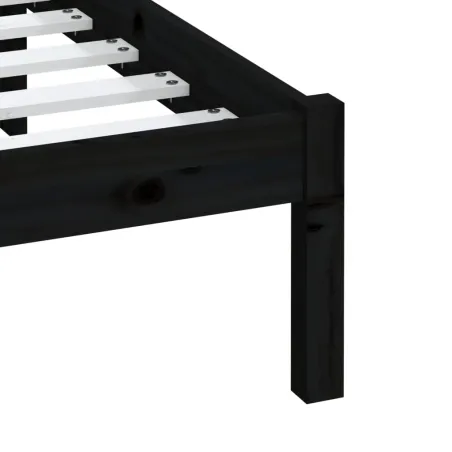 Cadre de lit sans matelas noir bois massif 200x200 cm