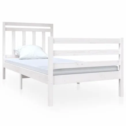 Cadre de lit sans matelas blanc bois massif 2