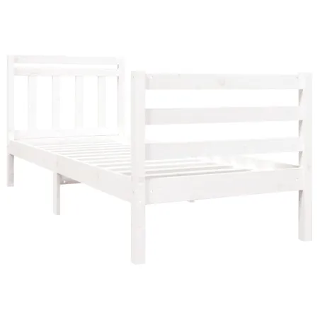 Cadre de lit sans matelas blanc bois massif