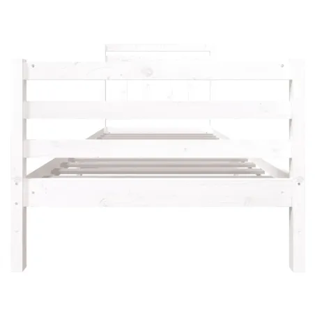 Cadre de lit sans matelas blanc bois massif