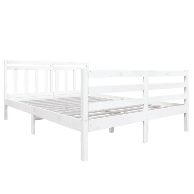 Cadre de lit sans matelas blanc bois massif