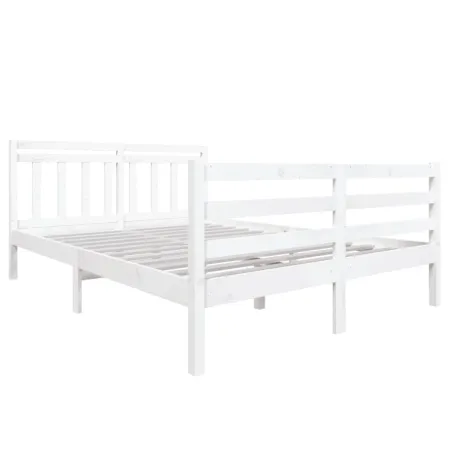 Cadre de lit sans matelas blanc bois massif