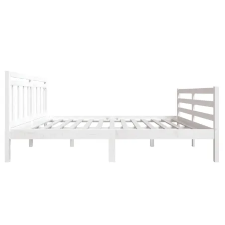 Cadre de lit sans matelas blanc bois massif