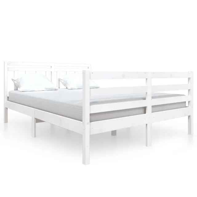 Cadre de lit sans matelas blanc bois massif 140x190 cm