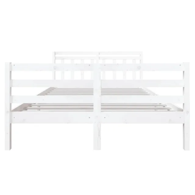 Cadre de lit sans matelas blanc bois massif 140x190 cm