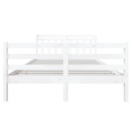 Cadre de lit sans matelas blanc bois massif 140x190 cm