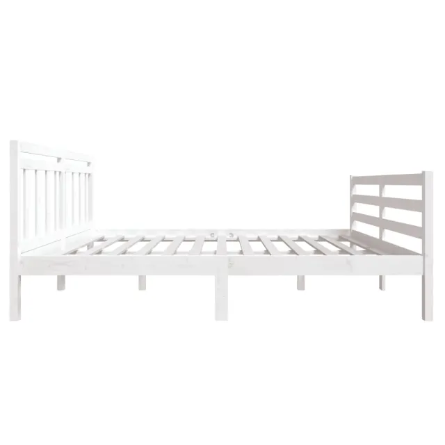 Cadre de lit sans matelas blanc bois massif 140x190 cm