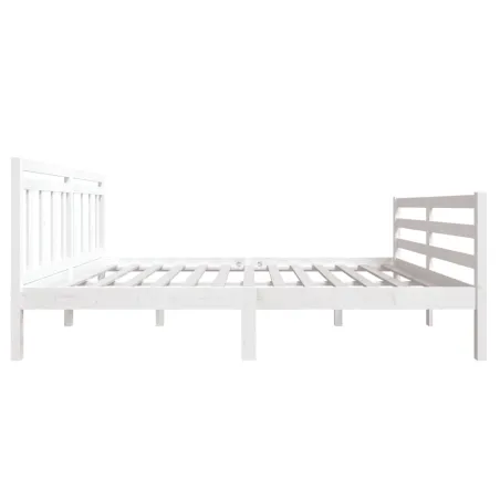 Cadre de lit sans matelas blanc bois massif 140x190 cm