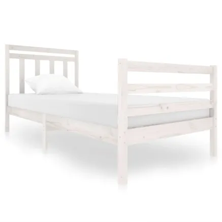 Cadre de lit sans matelas blanc bois massif 90x200 cm 2