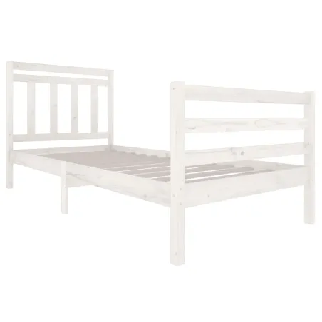 Cadre de lit sans matelas blanc bois massif 90x200 cm