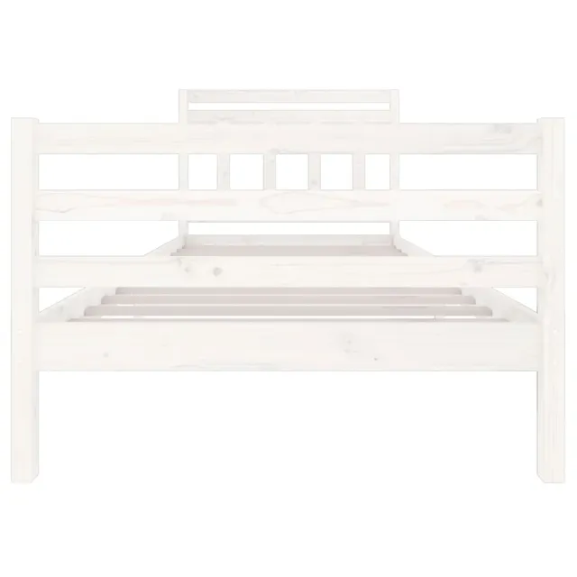 Cadre de lit sans matelas blanc bois massif 100x200 cm