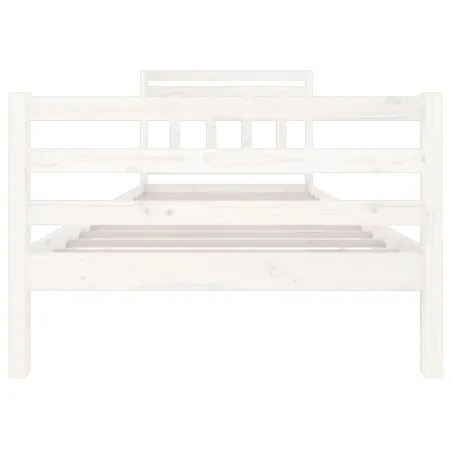 Cadre de lit sans matelas blanc bois massif 100x200 cm
