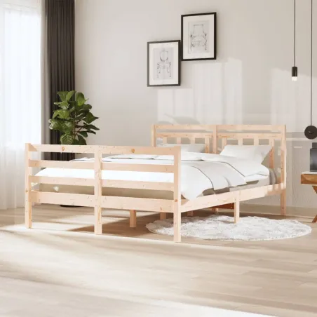 Cadre de lit sans matelas bois massif 140x200 cm