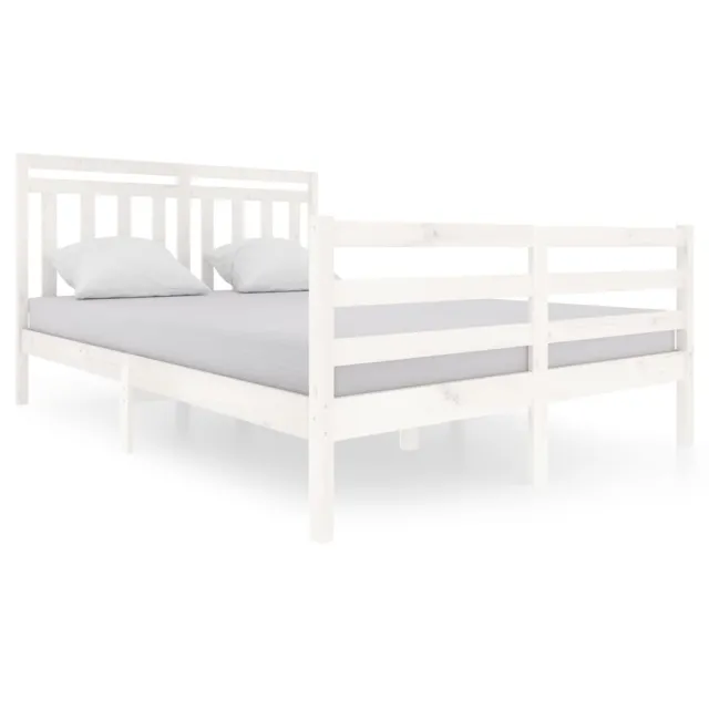 Cadre de lit sans matelas blanc bois massif 140x200 cm