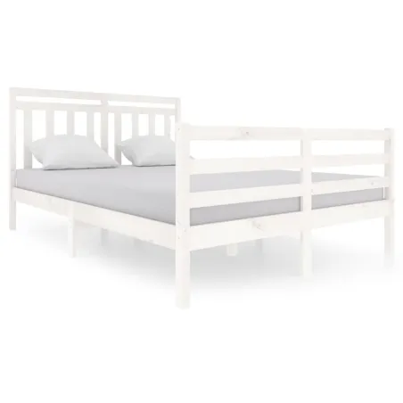 Cadre de lit sans matelas blanc bois massif 140x200 cm