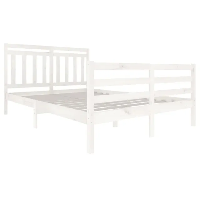 Cadre de lit sans matelas blanc bois massif 140x200 cm