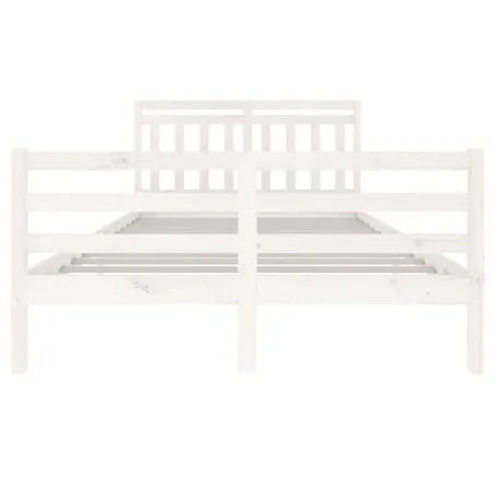 Cadre de lit sans matelas blanc bois massif 140x200 cm