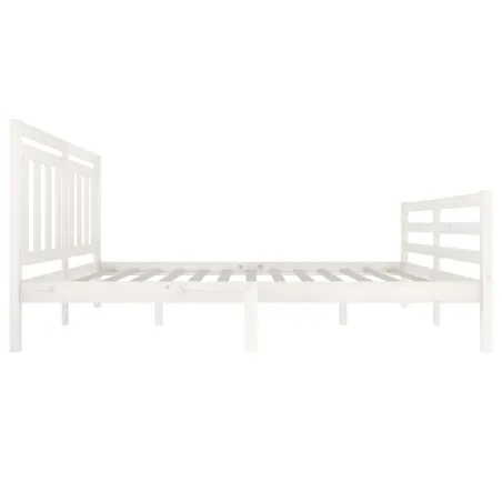 Cadre de lit sans matelas blanc bois massif 140x200 cm