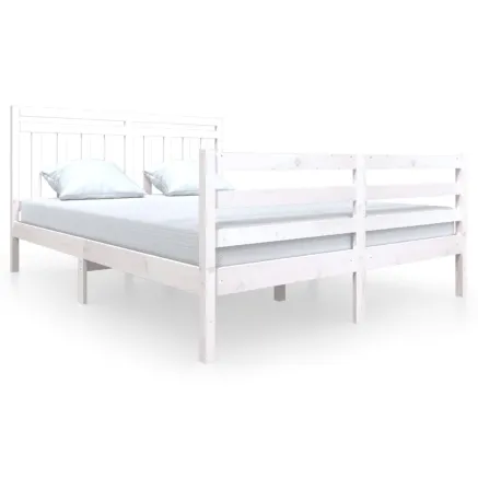 Cadre de lit sans matelas blanc bois de pin massif 2