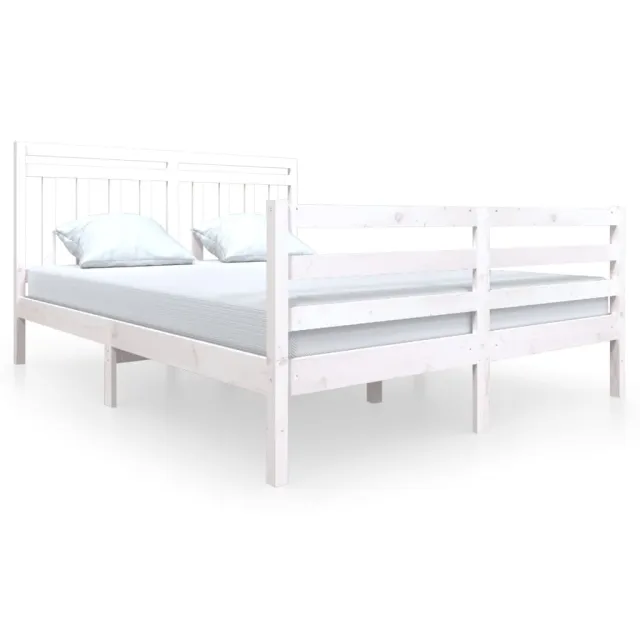 Cadre de lit sans matelas blanc bois de pin massif