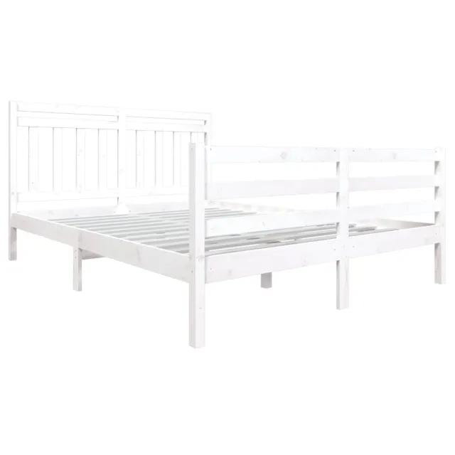 Cadre de lit sans matelas blanc bois de pin massif
