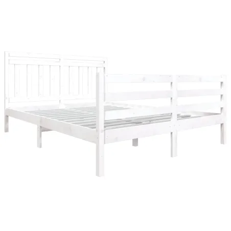 Cadre de lit sans matelas blanc bois de pin massif