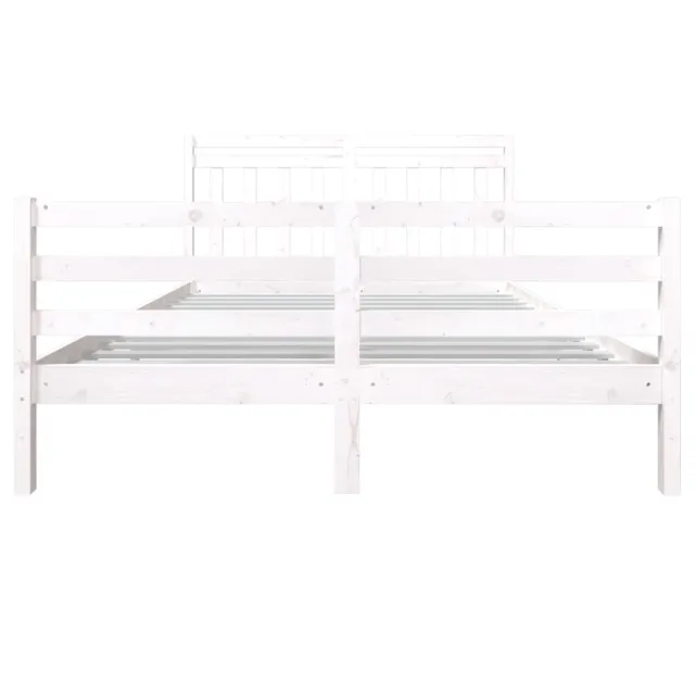 Cadre de lit sans matelas blanc bois de pin massif