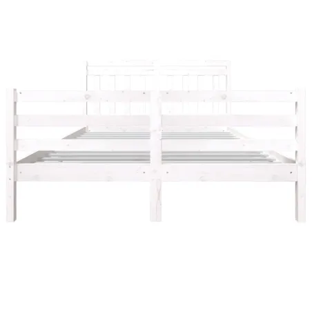 Cadre de lit sans matelas blanc bois de pin massif