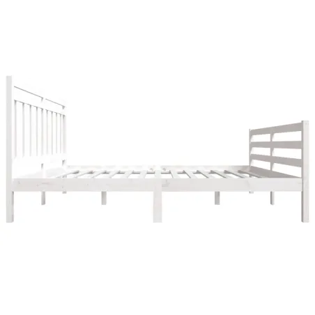 Cadre de lit sans matelas blanc bois de pin massif