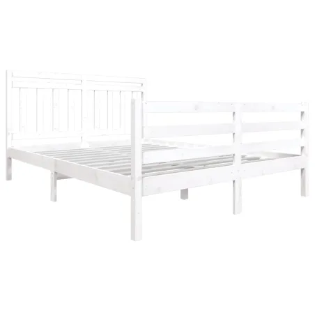 Cadre de lit Blanc Bois massif 160x200 cm