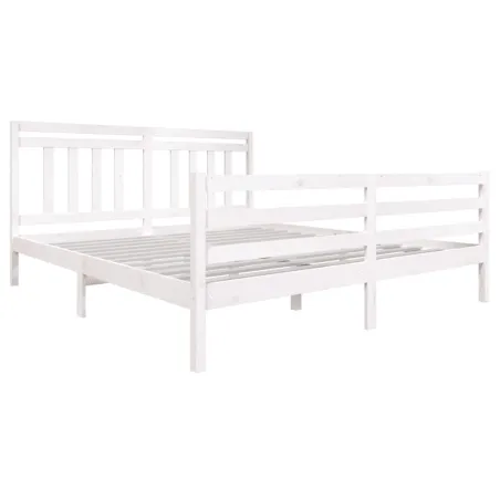 Cadre de lit sans matelas blanc bois massif