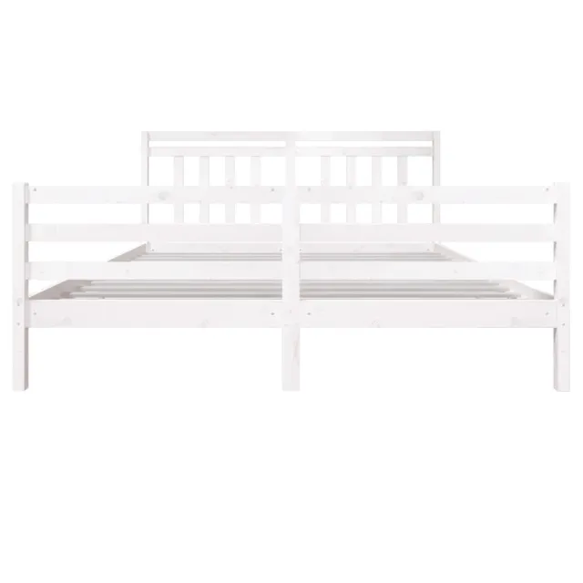Cadre de lit sans matelas blanc bois massif