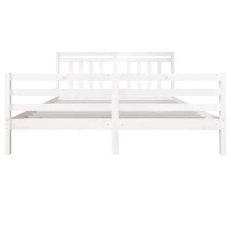 Cadre de lit sans matelas blanc bois massif