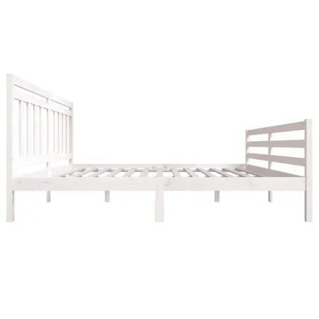 Cadre de lit sans matelas blanc bois massif