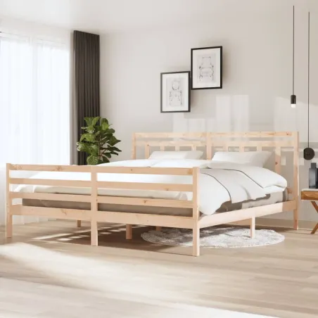 Cadre de lit sans matelas bois massif 200x200 cm