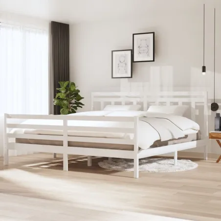 Cadre de lit sans matelas blanc bois massif 200x200 cm