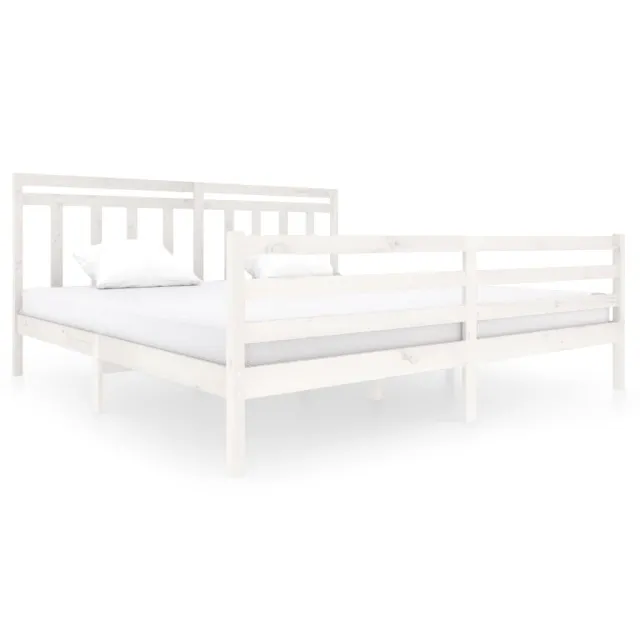 Cadre de lit sans matelas blanc bois massif 200x200 cm