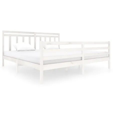 Cadre de lit sans matelas blanc bois massif 200x200 cm