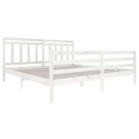 Cadre de lit sans matelas blanc bois massif 200x200 cm