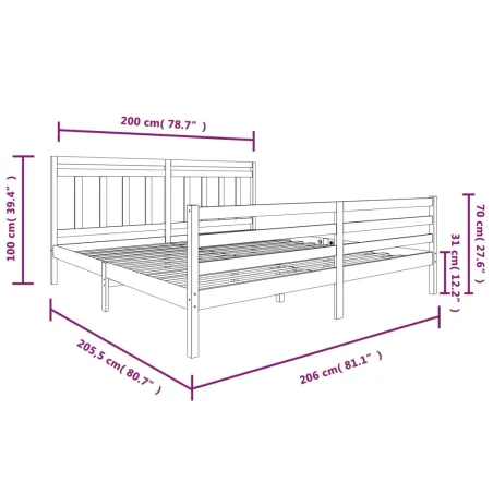 Cadre de lit sans matelas blanc bois massif 200x200 cm