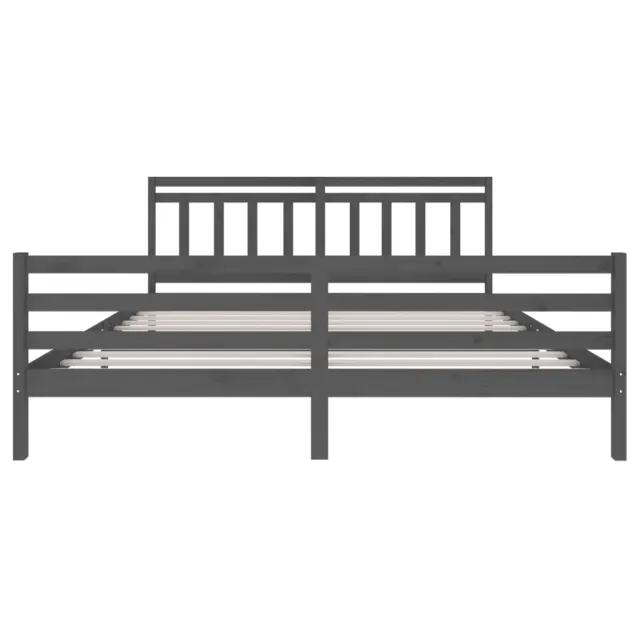 Cadre de lit sans matelas gris bois massif 200x200 cm